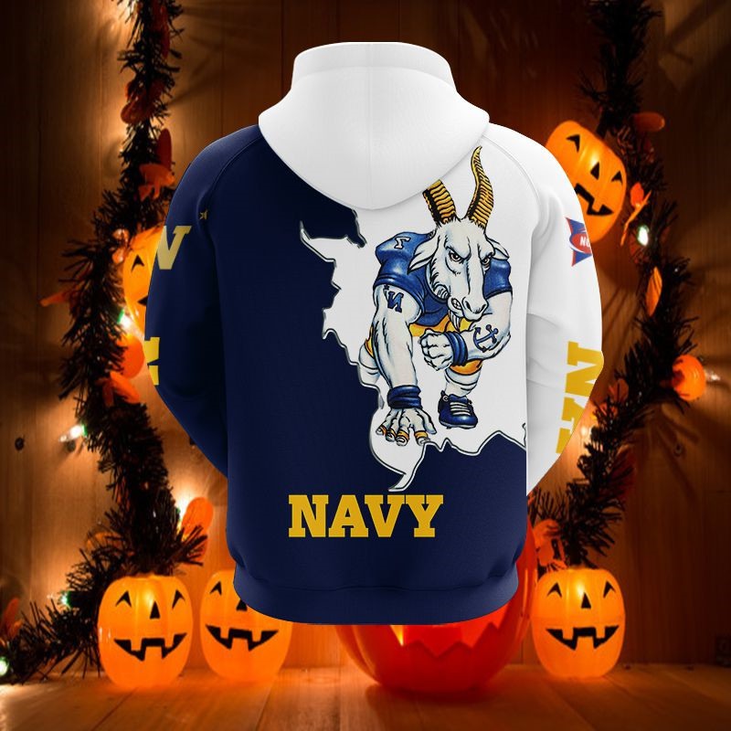 Navy Midshipmen Hoodie 3D Zip Hoodie Mascot Long Sleeve Gift for Fan - Image 2