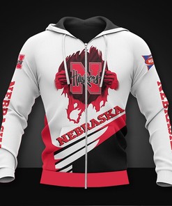 Nebraska Cornhuskers Hoodie 3D Zip Hoodie Long Sleeve Gift for Fan