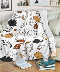 Neko Atsume Premiums Sherpa Fleece Blanket Gifts for Family, for Couple