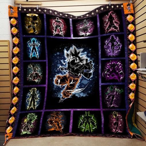 Neon Dragon Ball Goku Art Quilt Blanket Bedding Set