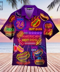 Neon Hot Dogs Hawaiian Shirt