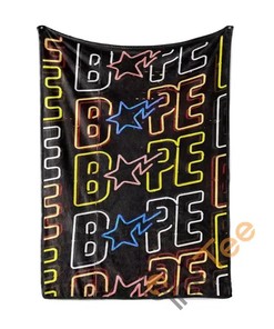 Neon Light Bape Sherpa Fleece Blanket Gifts for Family, for Couple