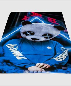 Neon Panda Sherpa Fleece Blanket Gifts for Family, for Couple