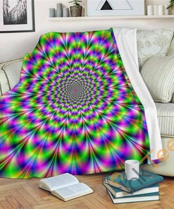 Neon Psychedelic Optical Illusion Sherpa Fleece Blanket Gifts for Family, for Couple