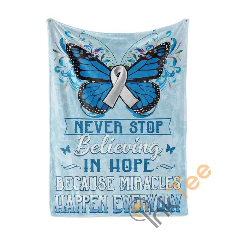 Never Stop Believing In Hope Lung Cancer Awareness Sherpa Fleece Blanket Gifts for Family, for Couple
