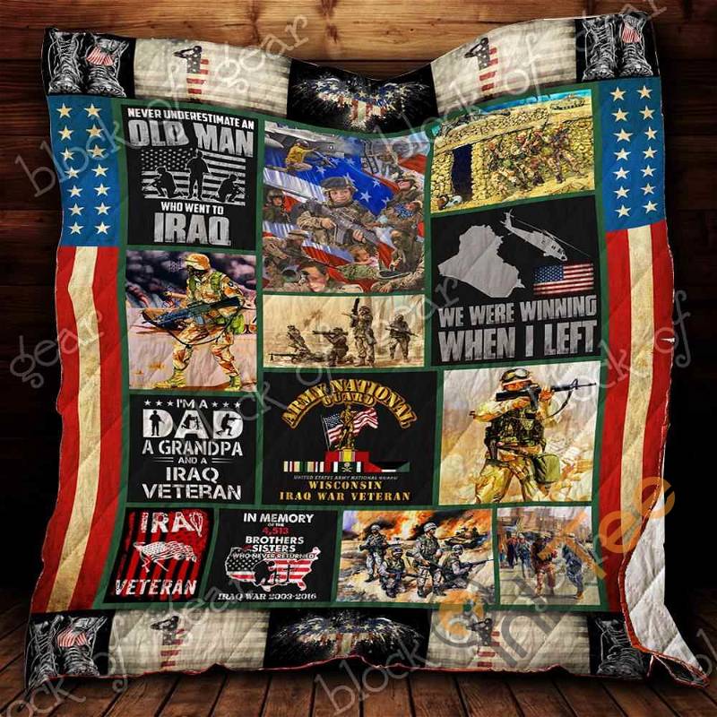 Never Underestimate an Old Man Who Went to Iraq Personalized Quilt Blanket Bedding Set with Pillowcases