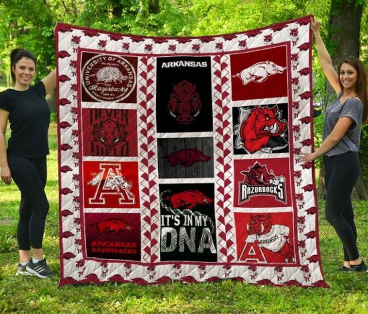Never Yield Ncaa Arkansas Razorbacks Quilt Blanket Bedding Set