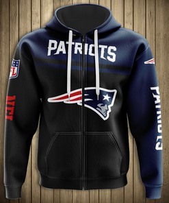 New England Patriots 3D Skull Hoodie Pullover Zip Hoodie for Fans