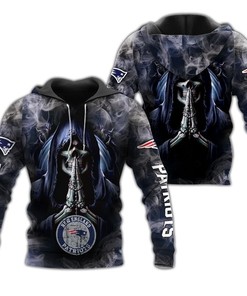 New England Patriots Hoodie 3D Zip Hoodie Death Smoke Graphic Gifts for Fans