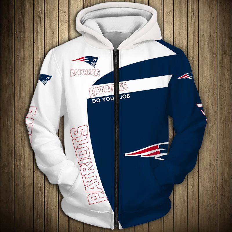 New England Patriots Hoodie 3D Zip Hoodie Pullover Gift for Fans
