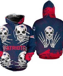 New England Patriots Hoodie Skull for Halloween Graphic