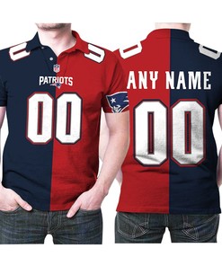 New England Patriots Nfl Custom American Football Tom Brady Vapor Navy Red Two Tone Jersey Style Gift For Patriots Fans Polo Shirt