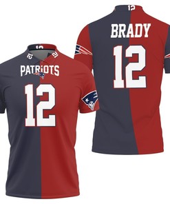 New England Patriots Tom Bradynavy Red Two Tone Jersey Inspired 3D All Over Print Polo Shirt