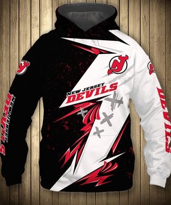 New Jersey Devils Hoodie 3D Thunder Design Pullover Nhl