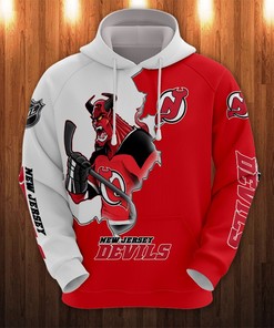 New Jersey Devils Hoodie 3D Zip Hoodie 3D Cartoon Graphic Zip Hoodie for Fan