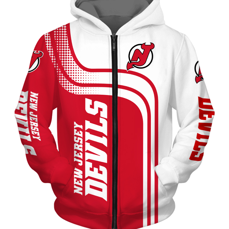 New Jersey Devils Zipper Hoodie Zip Hoodie Pullover Gift for Fans