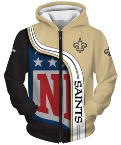 New Orleans Saints 3D Hoodie Pullover Zip Hoodie Nfl for Fans