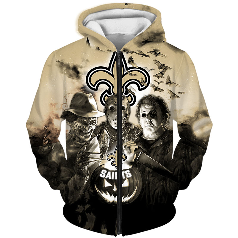 New Orleans Saints Hoodie 3D Halloween Horror Night Gift for Fans - Image 3