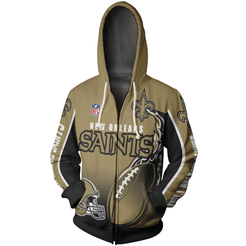 New Orleans Saints Hoodie 3D Zip Hoodie Cute Flame Balls Graphic Gifts for Fans - Image 2