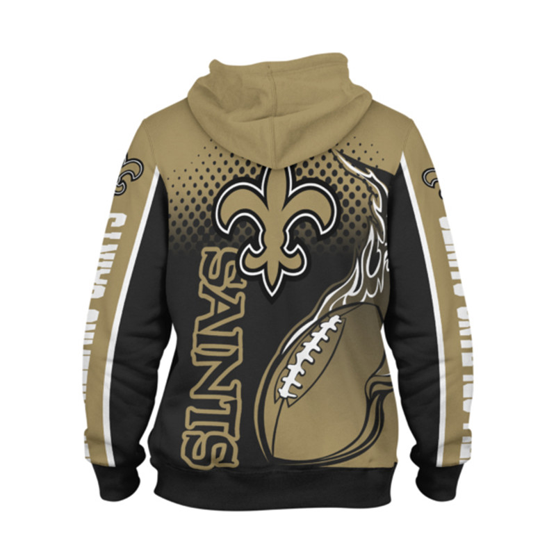 New Orleans Saints Hoodie 3D Zip Hoodie Cute Flame Balls Graphic Gifts for Fans - Image 3