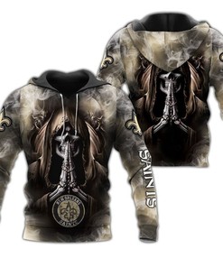 New Orleans Saints Hoodie 3D Zip Hoodie Death Smoke Graphic Gifts for Fans