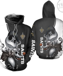 New Orleans Saints Jack Skellington And Zero 3D Hoodie