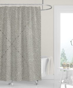 New Premium Fabric Shower Curtain Geometric Desert Crosses Sage Gray Mudcloth Linen Print Neutral Simple Clean Minimalist .