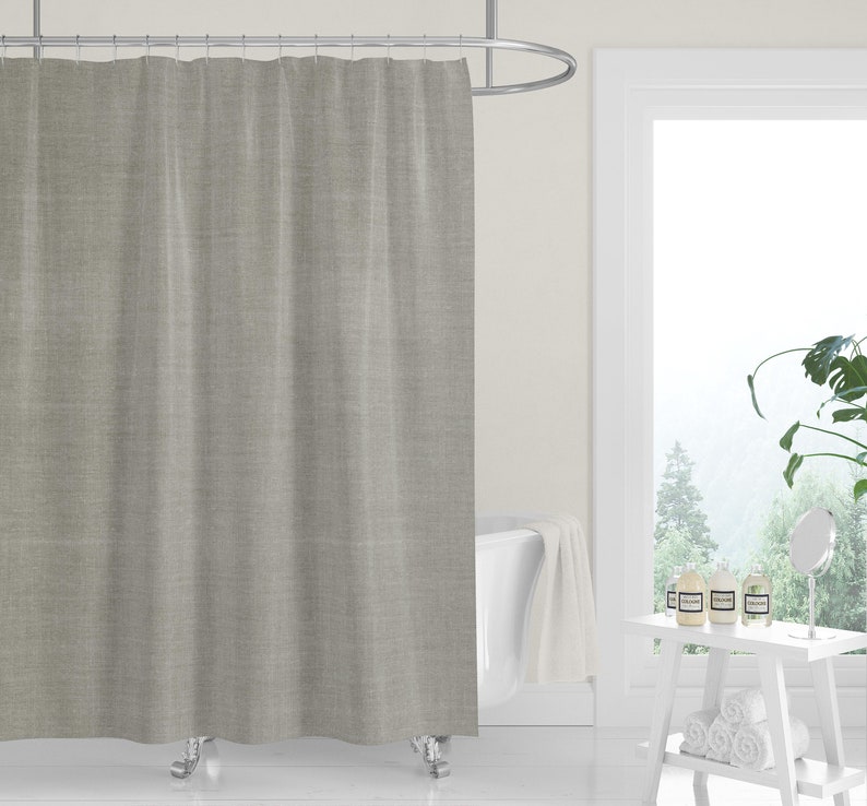 New Premium Fabric Shower Curtain Geometric Desert Crosses Sage Gray Mudcloth Linen Print Neutral Simple Clean Minimalist . - Image 2