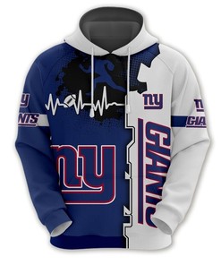 New York Giants 3D All Over Print Zip Hoodie for Nfl Fans