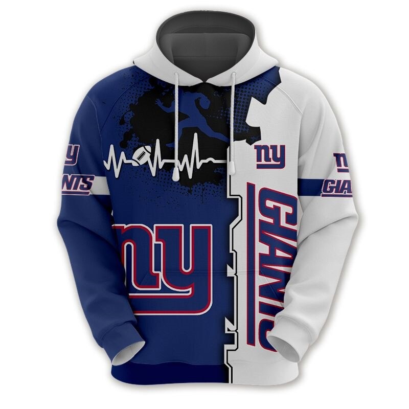 New York Giants 3D All Over Print Zip Hoodie for Nfl Fans