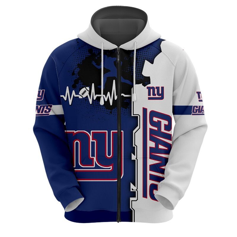 New York Giants 3D All Over Print Zip Hoodie for Nfl Fans - Image 3