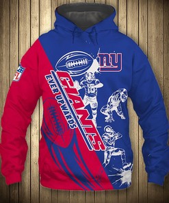 New York Giants Hoodie 3D Cartoon Player Cute Zip Hoodie