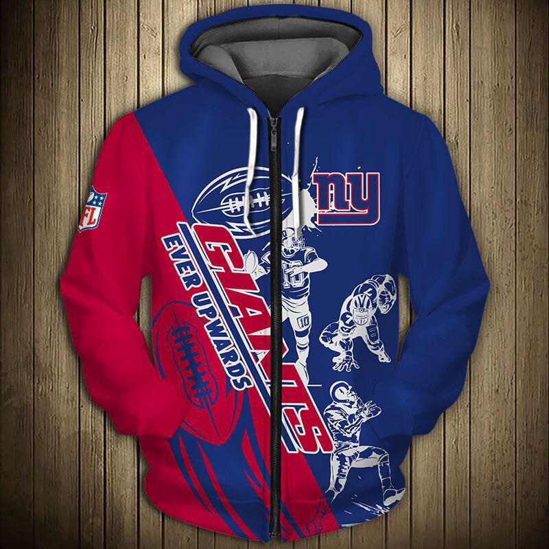 New York Giants Hoodie 3D Cartoon Player Cute Zip Hoodie - Image 3