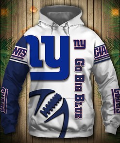 New York Giants Hoodie 3D Graphic Balls Zip Hoodie Pullover