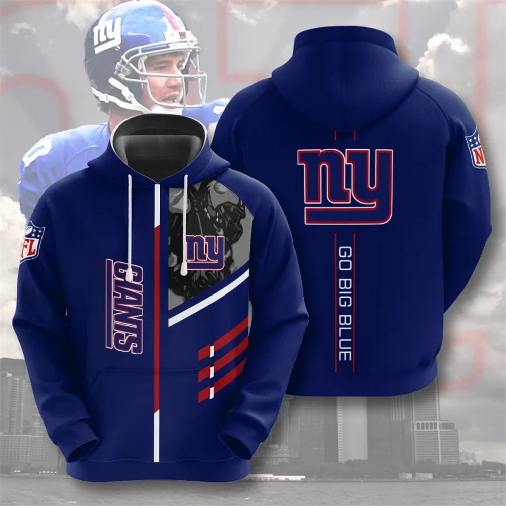 New York Giants Hoodie 3D Zip Hoodie 3 Lines Graphic Gift for Fans
