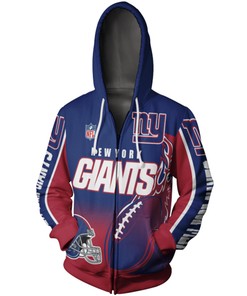 New York Giants Hoodie 3D Zip Hoodie Cute Flame Balls Graphic Gifts for Fans