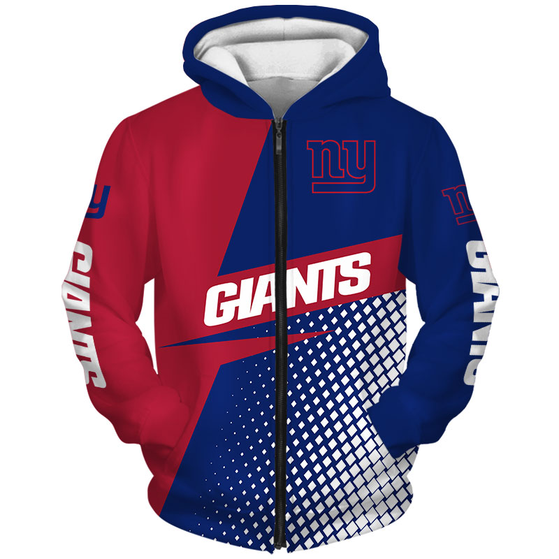 New York Giants Hoodie Long Sleeve Zip Hoodie for Fan - Image 2