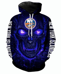 New York Islanders Halloween Hoodie 3D Skulls Pullover Nhl