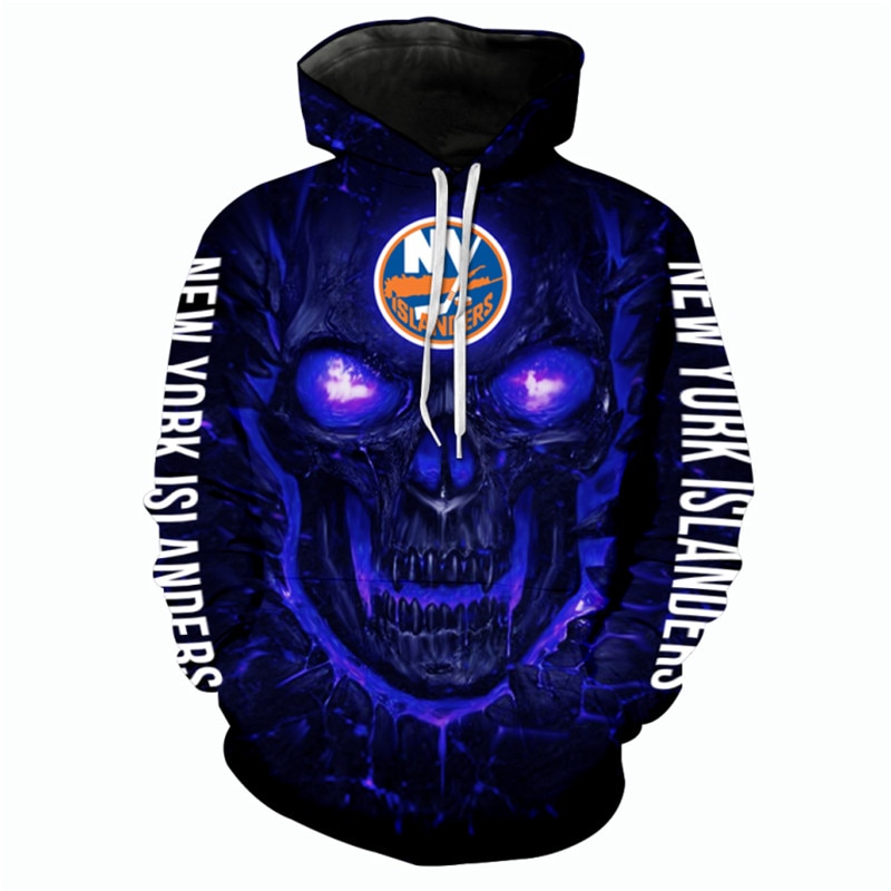 New York Islanders Halloween Hoodie 3D Skulls Pullover Nhl