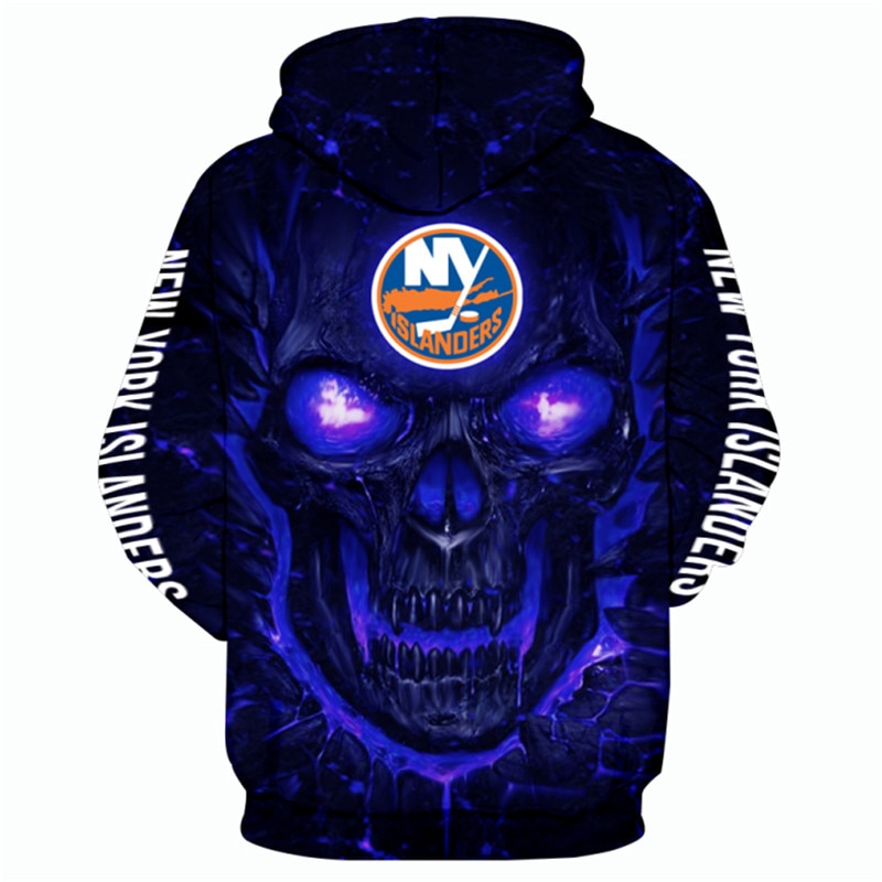 New York Islanders Halloween Hoodie 3D Skulls Pullover Nhl - Image 2