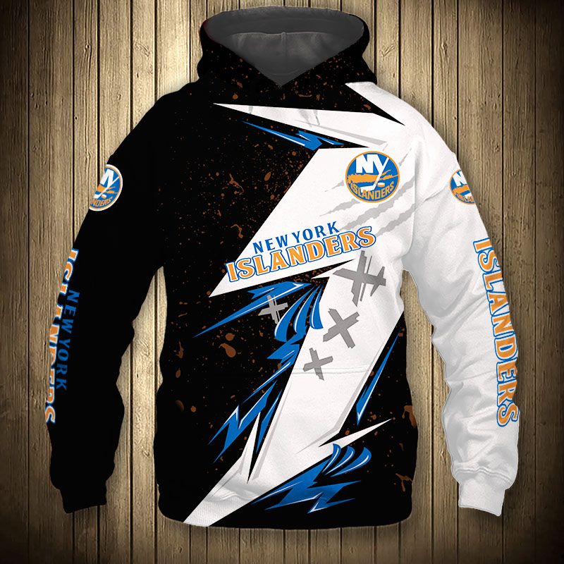 New York Islanders Hoodie 3D Thunder Design Pullover Nhl