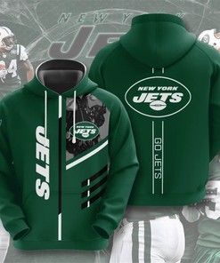 New York Jets Hoodie 3D Zip Hoodie 3 Lines Graphic Gift for Fans