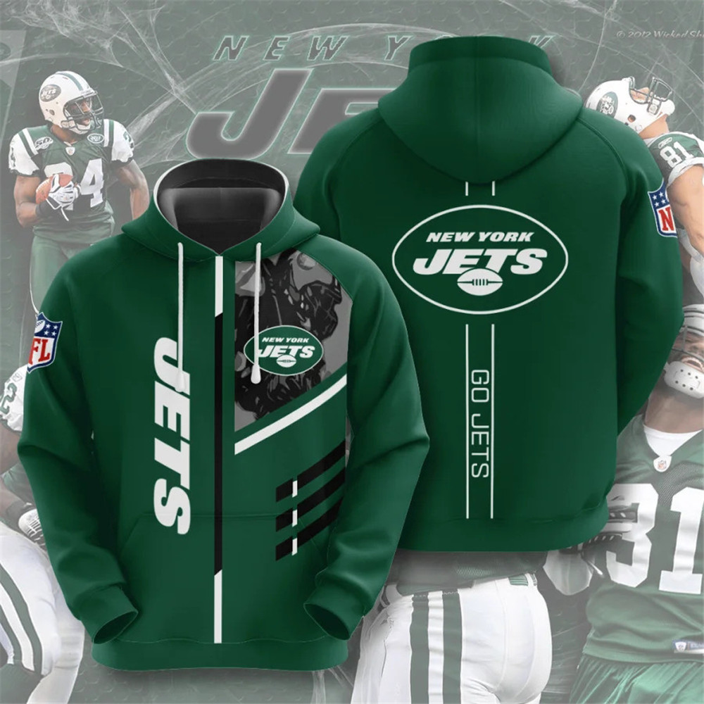 New York Jets Hoodie 3D Zip Hoodie 3 Lines Graphic Gift for Fans