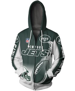 New York Jets Hoodie 3D Zip Hoodie Cute Flame Balls Graphic Gifts for Fans