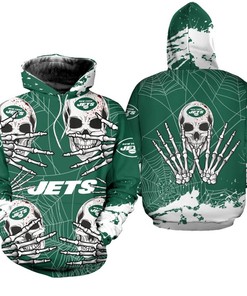 New York Jets Hoodie Skull for Halloween Graphic