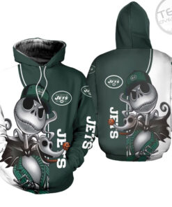 New York Jets Jack Skellington And Zero 3D Hoodie