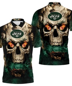 New York Jets Skull Fire 3d Polo Shirt Jersey All Over Print Shirt 3d T-shirt