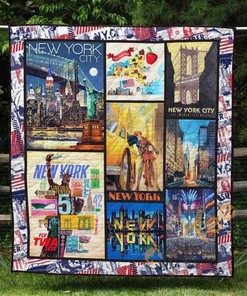 New York Quilt Blanket Bedding Set With Pilliwcases Option For Picnic Or Home Decor