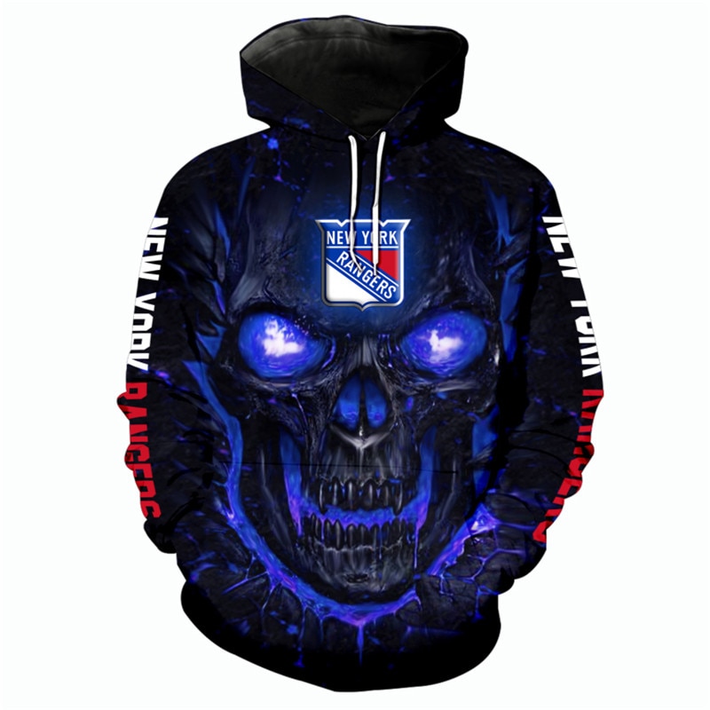 New York Rangers Halloween Hoodie 3D Skulls Pullover Nhl