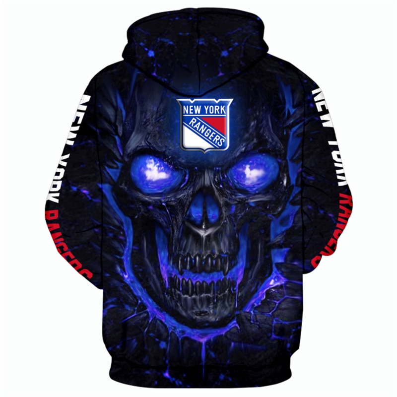 New York Rangers Halloween Hoodie 3D Skulls Pullover Nhl - Image 2